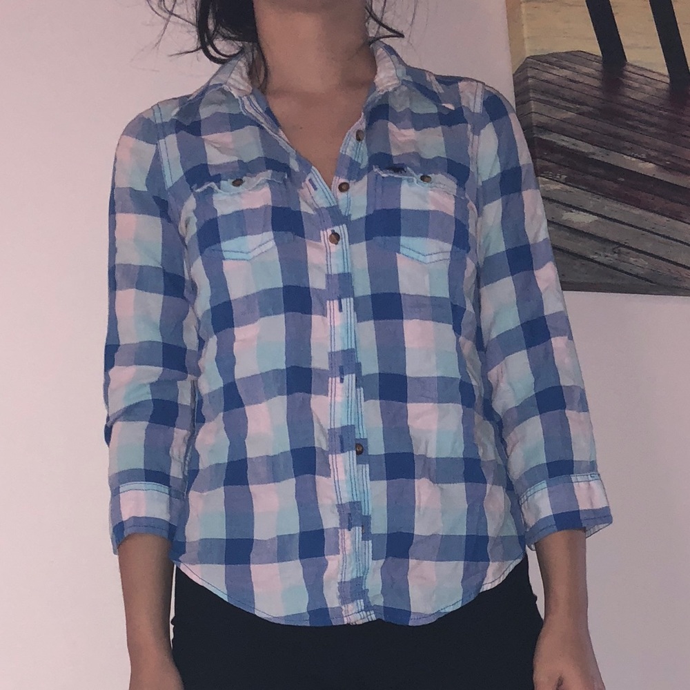 Abercrombie and Fitch Blue Flannel Size Small